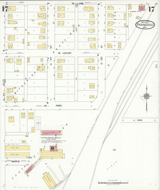 Sanborn Fire Insurance Map from Paragould, Greene County, Arkansas (1923), Sheet #0017 - Historic Sanborn Fire Insurance Map Print, vintage old map wall art, antique decor, genealogy gift, Arkansas Arkansas map