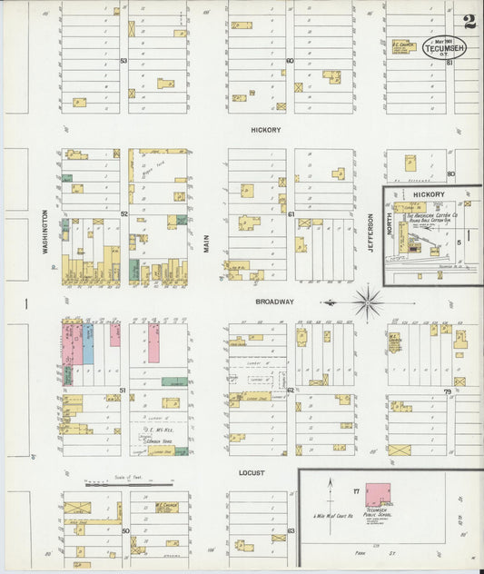 Sanborn Fire Insurance Map from Tecumseh, Pottawatomie County, Oklahoma (1901), Sheet #0002 - Historic Sanborn Fire Insurance Map Print, vintage old map wall art, antique decor, genealogy gift, Oklahoma Oklahoma map