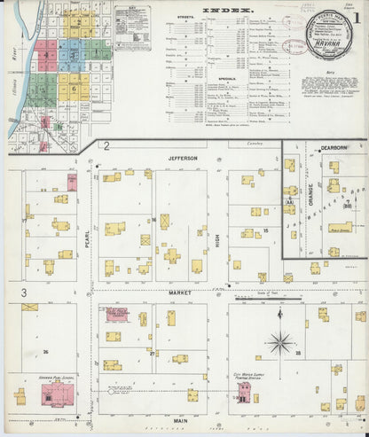 Sanborn Fire Insurance Map from Havana, Mason County, Illinois (1899), Sheet #0001 - Historic Sanborn Fire Insurance Map Print, vintage old map wall art, antique decor, genealogy gift, Illinois Illinois map