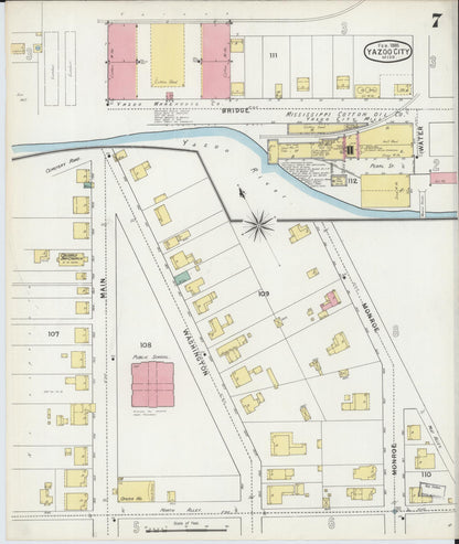 Sanborn Fire Insurance Map from Yazoo City, Yazoo County, Mississippi (1895), Sheet #0007 - Complete Map Set gallery image, historic Sanborn map, vintage wall art, Mississippi Mississippi