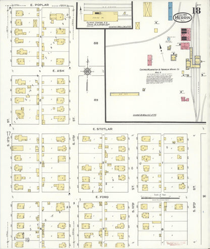 Sanborn Fire Insurance Map from Herrin, Williamson County, Illinois (1922), Sheet #0018 - Historic Sanborn Fire Insurance Map Print, vintage old map wall art, antique decor, genealogy gift, Illinois Illinois map