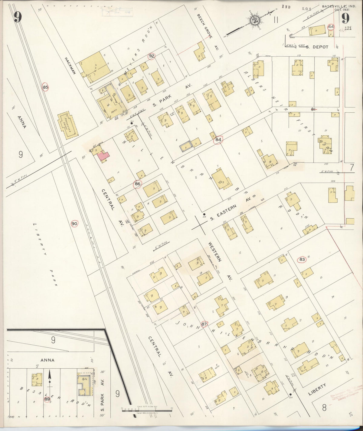 Sanborn Fire Insurance Map from Batesville, Ripley County, Indiana (1948), Sheet #0009 - Historic Sanborn Fire Insurance Map Print, vintage old map wall art, antique decor, genealogy gift, Indiana Indiana map