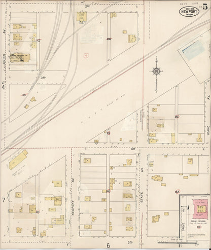 Sanborn Fire Insurance Map from Newport, Pend Orielle County, Washington (1940), Sheet #0005 - Complete Map Set gallery image, historic Sanborn map, vintage wall art, Washington Washington