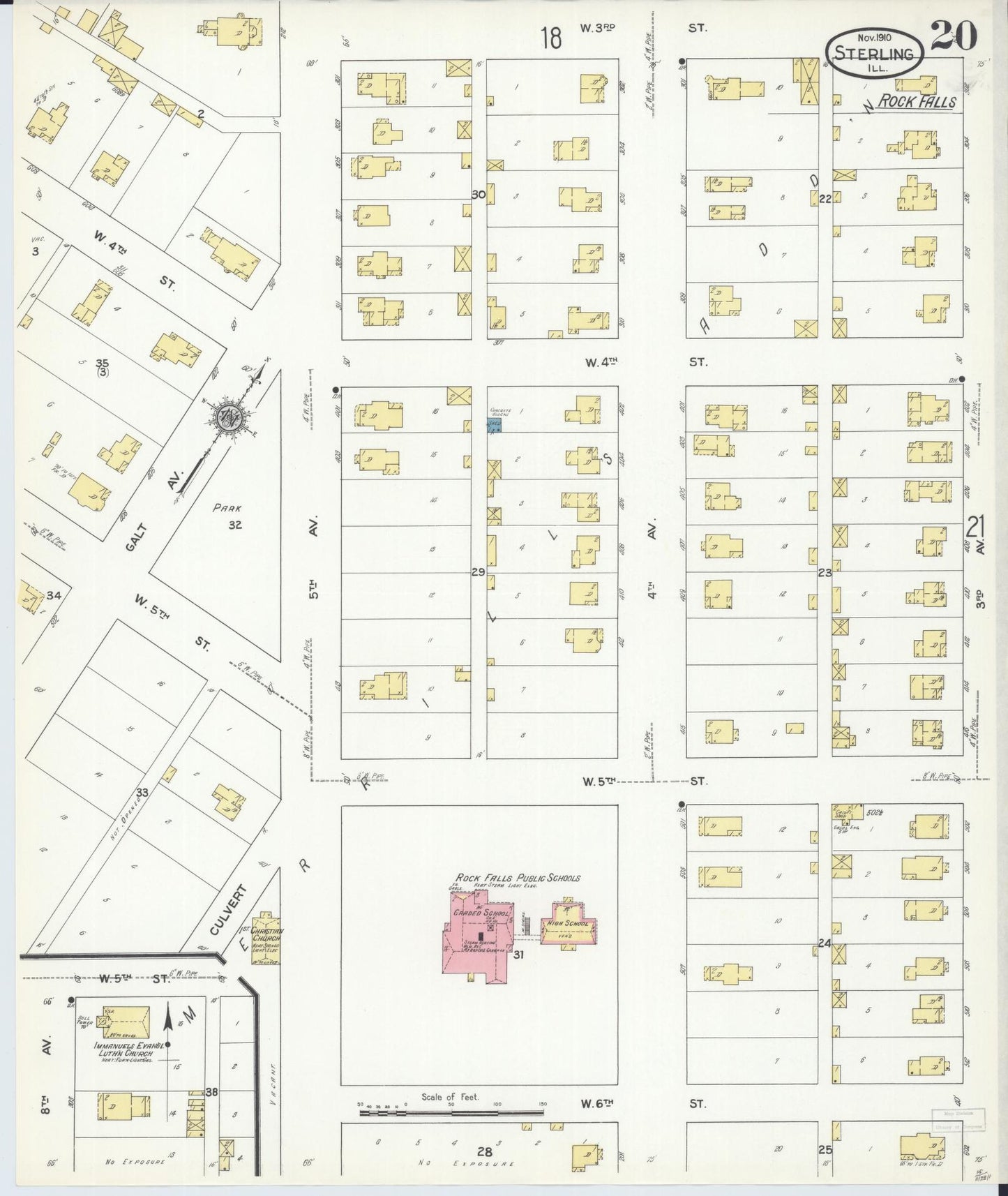 Sanborn Fire Insurance Map from Sterling, Whiteside County, Illinois (1910), Sheet #0020 - Complete Map Set gallery image, historic Sanborn map, vintage wall art, Illinois Illinois