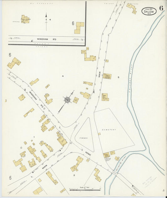 Sanborn Fire Insurance Map from Salem, Rockingham County, New Hampshire (1912), Sheet #0006 - Historic Sanborn Fire Insurance Map Print, vintage old map wall art, antique decor, genealogy gift, New Hampshire New Hampshire map