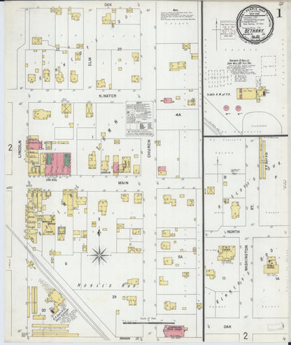 Sanborn Fire Insurance Map from Bethany, Moultrie County, Illinois (1901), Sheet #0001 - Complete Map Set gallery image, historic Sanborn map, vintage wall art, Illinois Illinois