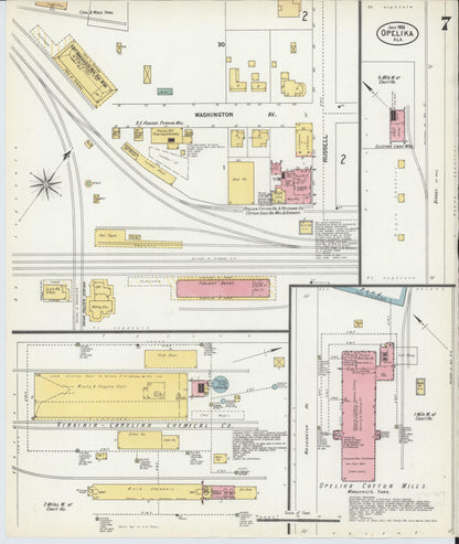 Sanborn Fire Insurance Map from Opelika, Lee County, Alabama (1903), Sheet #0007 - Complete Map Set gallery image, historic Sanborn map, vintage wall art, Alabama Alabama