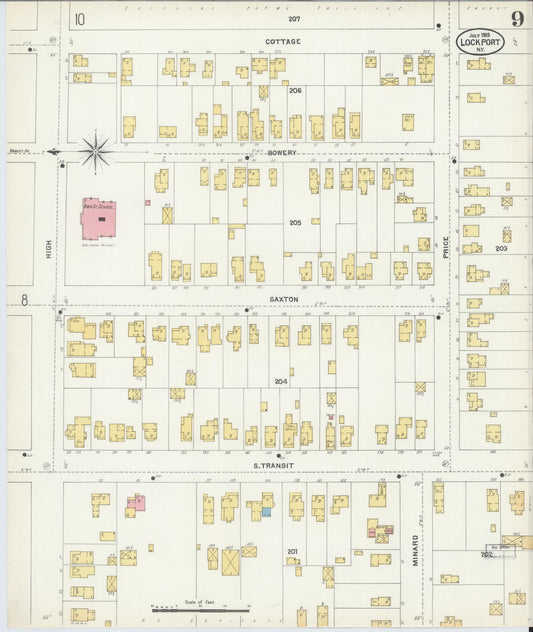 Sanborn Fire Insurance Map from Lockport, Niagara County, New York (1903), Sheet #0009 - Historic Sanborn Fire Insurance Map Print, vintage old map wall art, antique decor, genealogy gift, New York New York map