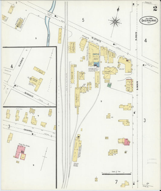 Sanborn Fire Insurance Map from Sherburne, Chenango County, New York (1906), Sheet #0002 - Historic Sanborn Fire Insurance Map Print, vintage old map wall art, antique decor, genealogy gift, New York New York map