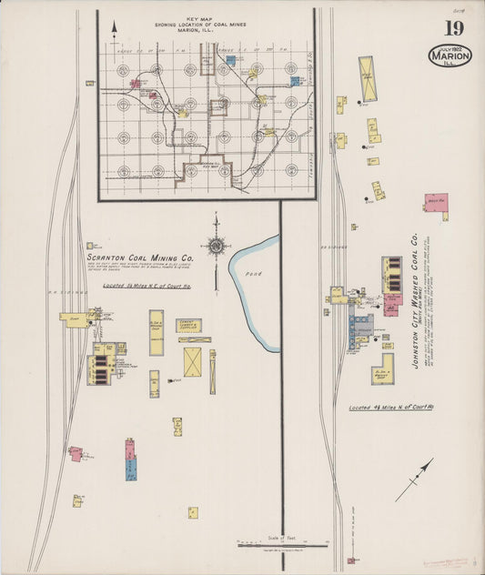 Sanborn Fire Insurance Map from Marion, Williamson County, Illinois (1922), Sheet #0019 - Historic Sanborn Fire Insurance Map Print, vintage old map wall art, antique decor, genealogy gift, Illinois Illinois map