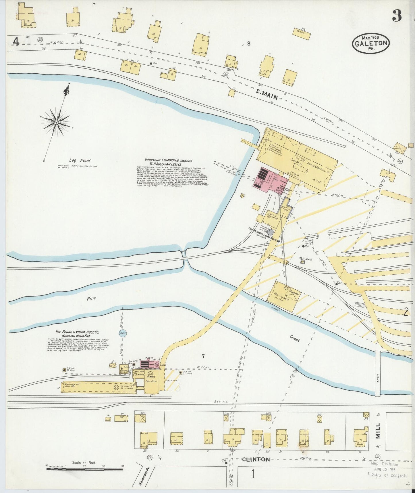 Sanborn Fire Insurance Map from Galeton, Potter County, Pennsylvania (1905), Sheet #0003 - Historic Sanborn Fire Insurance Map Print, vintage old map wall art, antique decor, genealogy gift, Pennsylvania Pennsylvania map