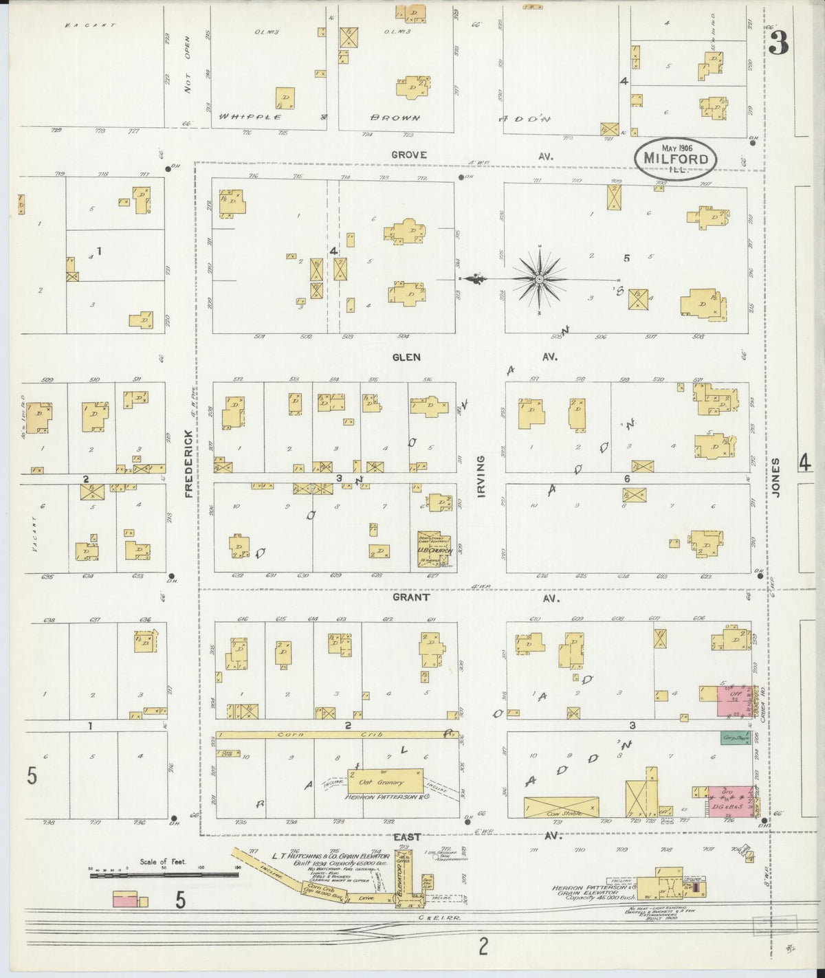 Sanborn Fire Insurance Map from Milford, Iroquois County, Illinois (1906), Sheet #0003 - Historic Sanborn Fire Insurance Map Print, vintage old map wall art, antique decor, genealogy gift, Illinois Illinois map