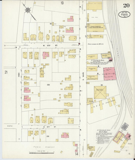 Sanborn Fire Insurance Map from Paris, Bourbon County, Kentucky (1912), Sheet #0020 - Historic Sanborn Fire Insurance Map Print, vintage old map wall art, antique decor, genealogy gift, Kentucky Kentucky map