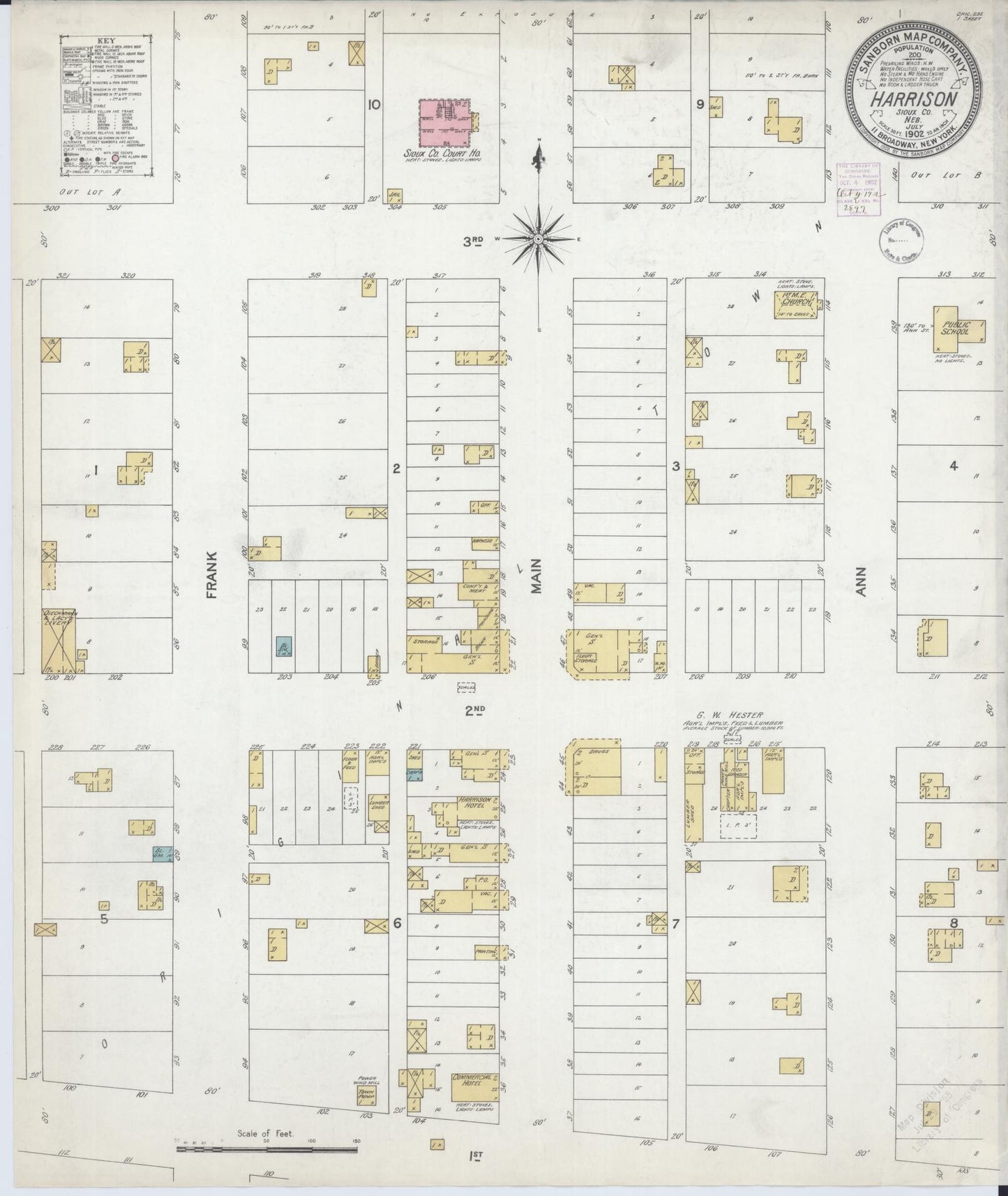 Sanborn Fire Insurance Map from Harrison, Sioux County, Nebraska (1902), Sheet #0001 - Historic Sanborn Fire Insurance Map Print, vintage old map wall art, antique decor, genealogy gift, Nebraska Nebraska map