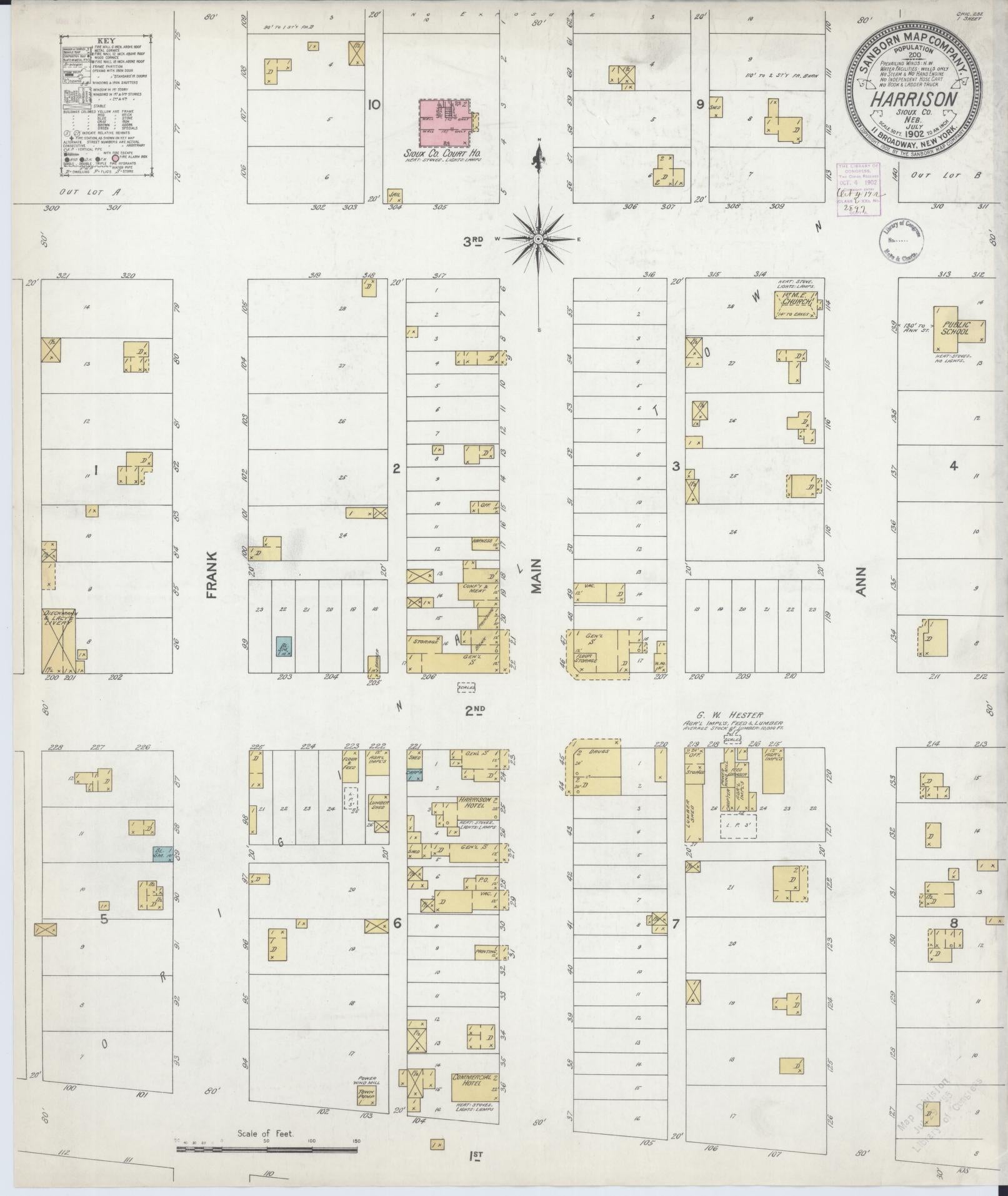 Sanborn Fire Insurance Map from Harrison, Sioux County, Nebraska (1902), Sheet #0001 - Historic Sanborn Fire Insurance Map Print, vintage old map wall art, antique decor, genealogy gift, Nebraska Nebraska map