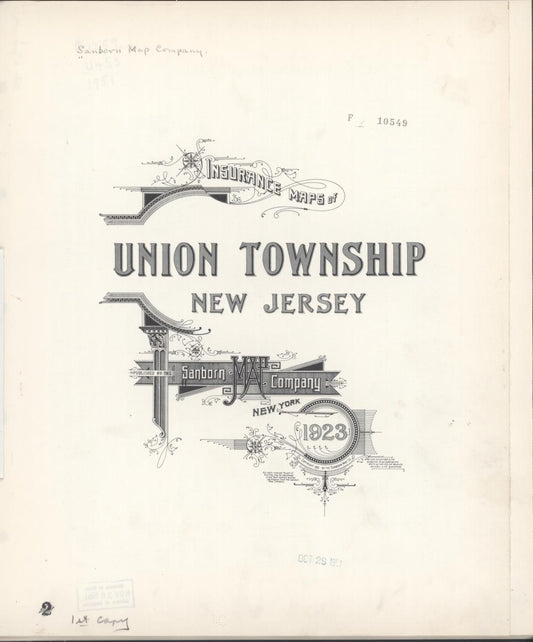 Sanborn Fire Insurance Map from Union Township, Union County, New Jersey. (1951) – Historic Sanborn Fire Insurance Map Print