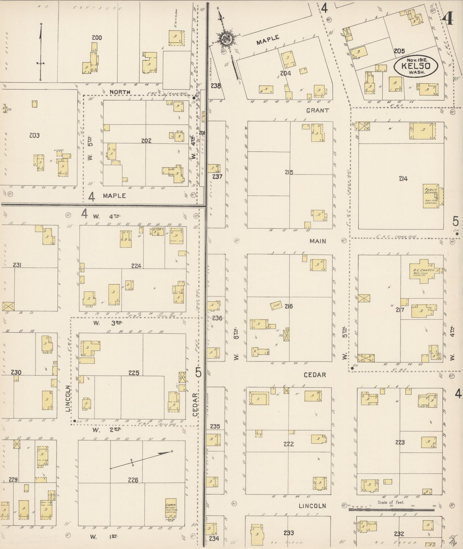 Sanborn Fire Insurance Map from Kelso, Cowlitz County, Washington (1912), Sheet #0004 - Complete Map Set gallery image, historic Sanborn map, vintage wall art, Washington Washington