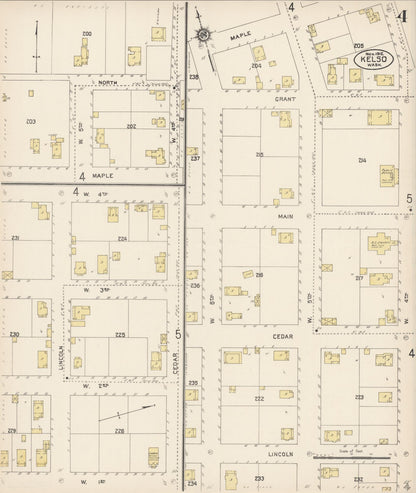 Sanborn Fire Insurance Map from Kelso, Cowlitz County, Washington (1912), Sheet #0004 - Complete Map Set gallery image, historic Sanborn map, vintage wall art, Washington Washington