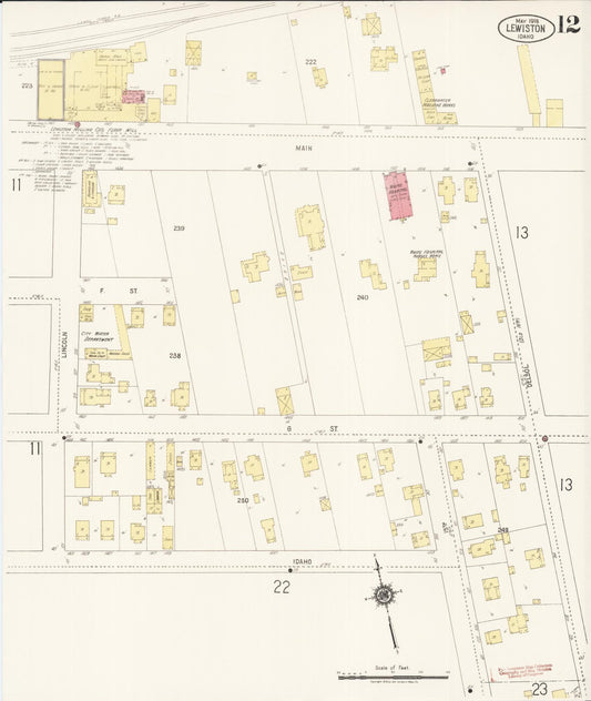 Sanborn Fire Insurance Map from Lewiston, Nez Perce County, Idaho (1918), Sheet #0012 - Historic Sanborn Fire Insurance Map Print, vintage old map wall art, antique decor, genealogy gift, Idaho Idaho map