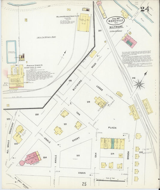 Sanborn Fire Insurance Map from Asheville, Buncombe County, North Carolina (1907), Sheet #0024 - Historic Sanborn Fire Insurance Map Print, vintage old map wall art, antique decor, genealogy gift, North Carolina North Carolina map