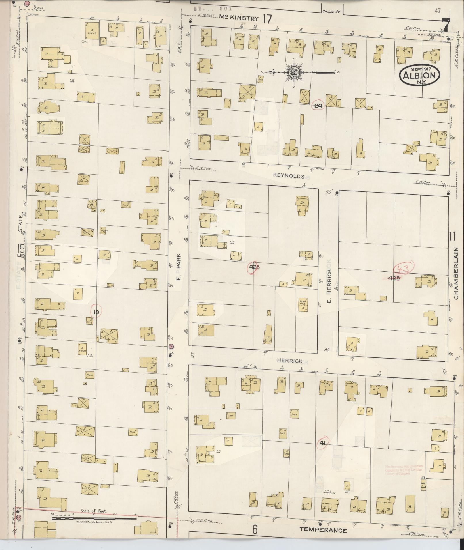 Sanborn Fire Insurance Map from Albion, Orleans County, New York (1941), Sheet #0007 - Complete Map Set gallery image, historic Sanborn map, vintage wall art, New York New York