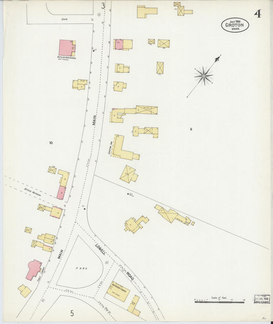 Sanborn Fire Insurance Map from Groton, Middlesex County, Massachusetts (1906), Sheet #0004 - Historic Sanborn Fire Insurance Map Print, vintage old map wall art, antique decor, genealogy gift, Massachusetts Massachusetts map