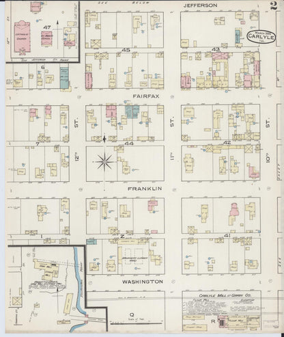 Sanborn Fire Insurance Map from Carlyle, Clinton County, Illinois (1886), Sheet #0002 - Historic Sanborn Fire Insurance Map Print, vintage old map wall art, antique decor, genealogy gift, Illinois Illinois map