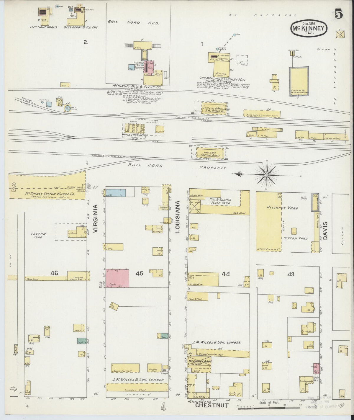 Sanborn Fire Insurance Map from McKinney, Collin County, Texas (1892), Sheet #0005 - Complete Map Set gallery image, historic Sanborn map, vintage wall art, Texas Texas