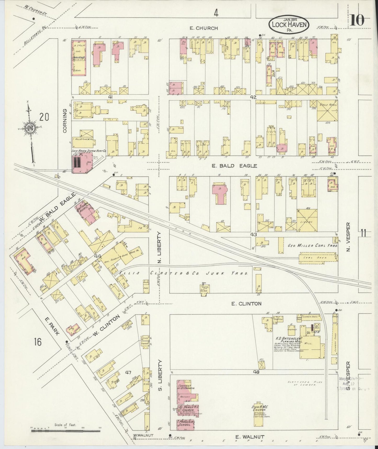 Sanborn Fire Insurance Map from Lock Haven, Clinton County, Pennsylvania (1914), Sheet #0010 - Complete Map Set gallery image, historic Sanborn map, vintage wall art, Pennsylvania Pennsylvania