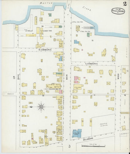 Sanborn Fire Insurance Map from Paulsboro, Gloucester County, New Jersey (1896), Sheet #0002 - Historic Sanborn Fire Insurance Map Print, vintage old map wall art, antique decor, genealogy gift, New Jersey New Jersey map