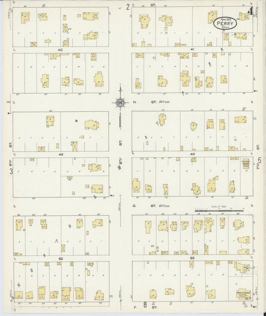 Sanborn Fire Insurance Map from Perry, Noble County, Oklahoma (1913), Sheet #0004 - Historic Sanborn Fire Insurance Map Print, vintage old map wall art, antique decor, genealogy gift, Oklahoma Oklahoma map