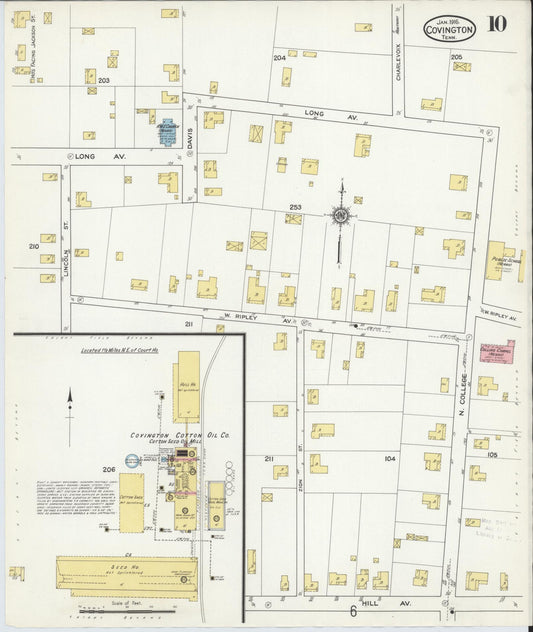 Sanborn Fire Insurance Map from Covington, Tipton County, Tennessee (1916), Sheet #0010 - Historic Sanborn Fire Insurance Map Print, vintage old map wall art, antique decor, genealogy gift, Tennessee Tennessee map