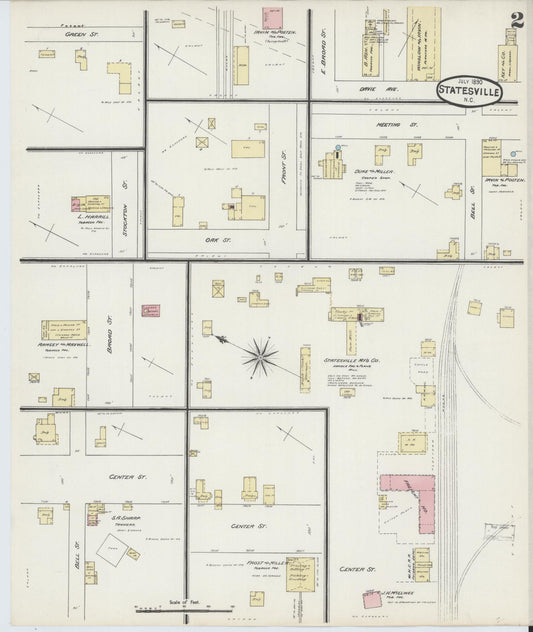 Sanborn Fire Insurance Map from Statesville, Iredell County, North Carolina (1890), Sheet #0002 - Historic Sanborn Fire Insurance Map Print, vintage old map wall art, antique decor, genealogy gift, North Carolina North Carolina map
