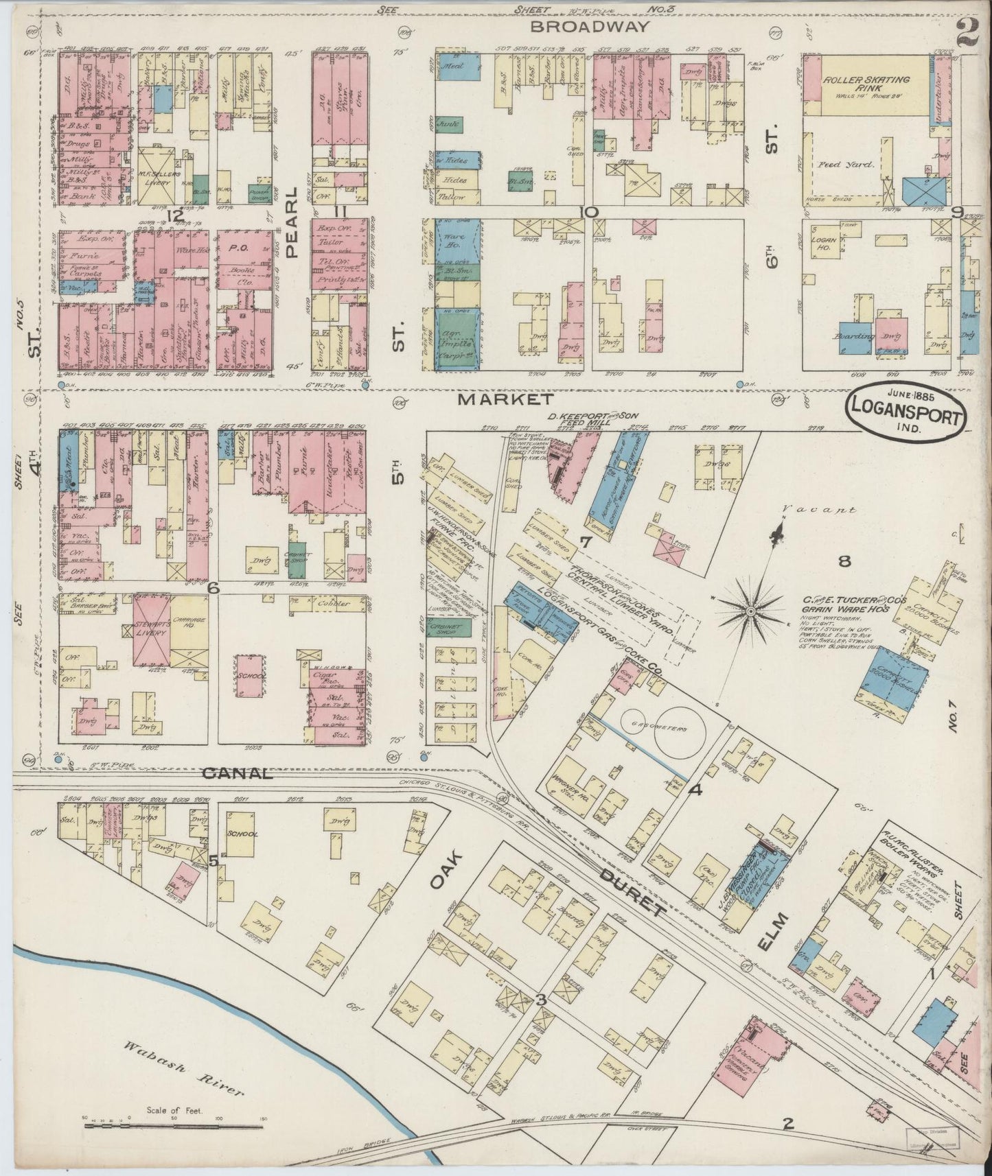Sanborn Fire Insurance Map from Logansport, Cass County, Indiana (1885), Sheet #0002 - Complete Map Set gallery image, historic Sanborn map, vintage wall art, Indiana Indiana
