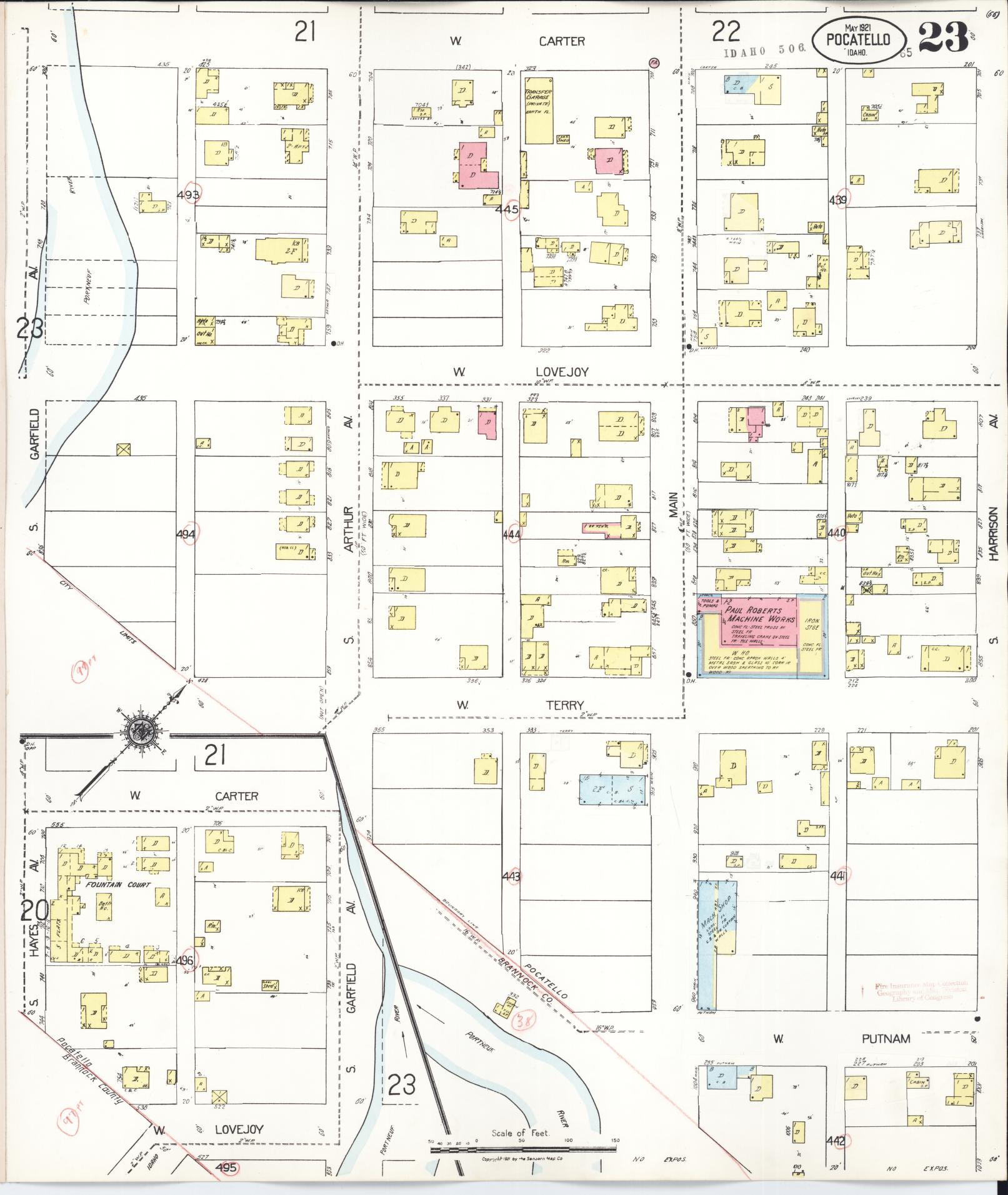 Sanborn Fire Insurance Map from Pocatello, Bannock County, Idaho (1948), Sheet #0023 - Complete Map Set gallery image, historic Sanborn map, vintage wall art, Idaho Idaho