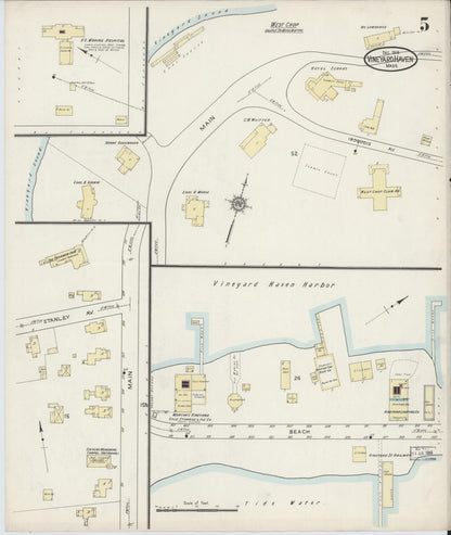 Sanborn Fire Insurance Map from Vineyard Haven, Dukes County, Massachusetts (1914), Sheet #0005 - Complete Map Set gallery image, historic Sanborn map, vintage wall art, Massachusetts Massachusetts