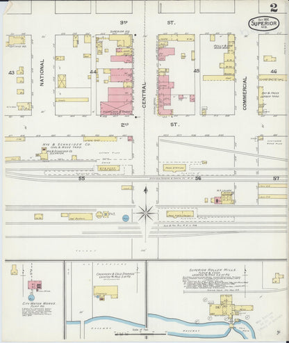 Sanborn Fire Insurance Map from Superior, Nuckolls County, Nebraska (1892), Sheet #0002 - Complete Map Set gallery image, historic Sanborn map, vintage wall art, Nebraska Nebraska