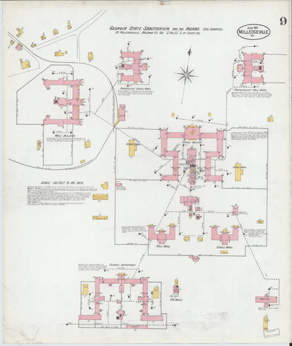 Sanborn Fire Insurance Map from Milledgeville, Baldwin County, Georgia (1901), Sheet #0009 - Complete Map Set gallery image, historic Sanborn map, vintage wall art, Georgia Georgia