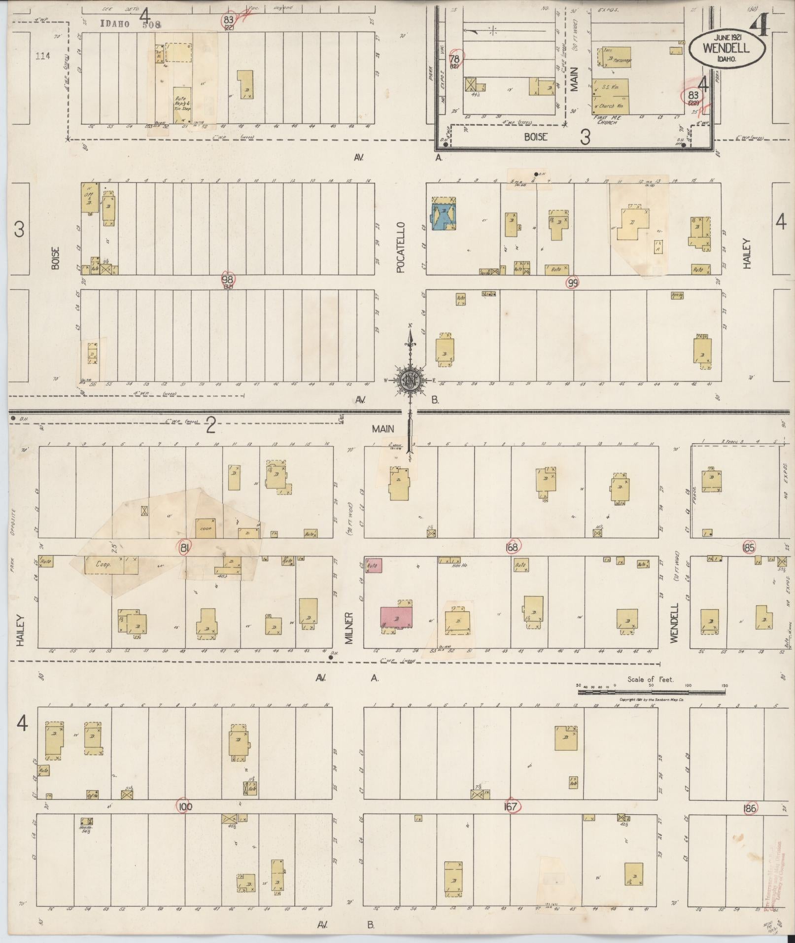 Sanborn Fire Insurance Map from Wendell, Gooding County, Idaho (1931), Sheet #0004 - Complete Map Set gallery image, historic Sanborn map, vintage wall art, Idaho Idaho