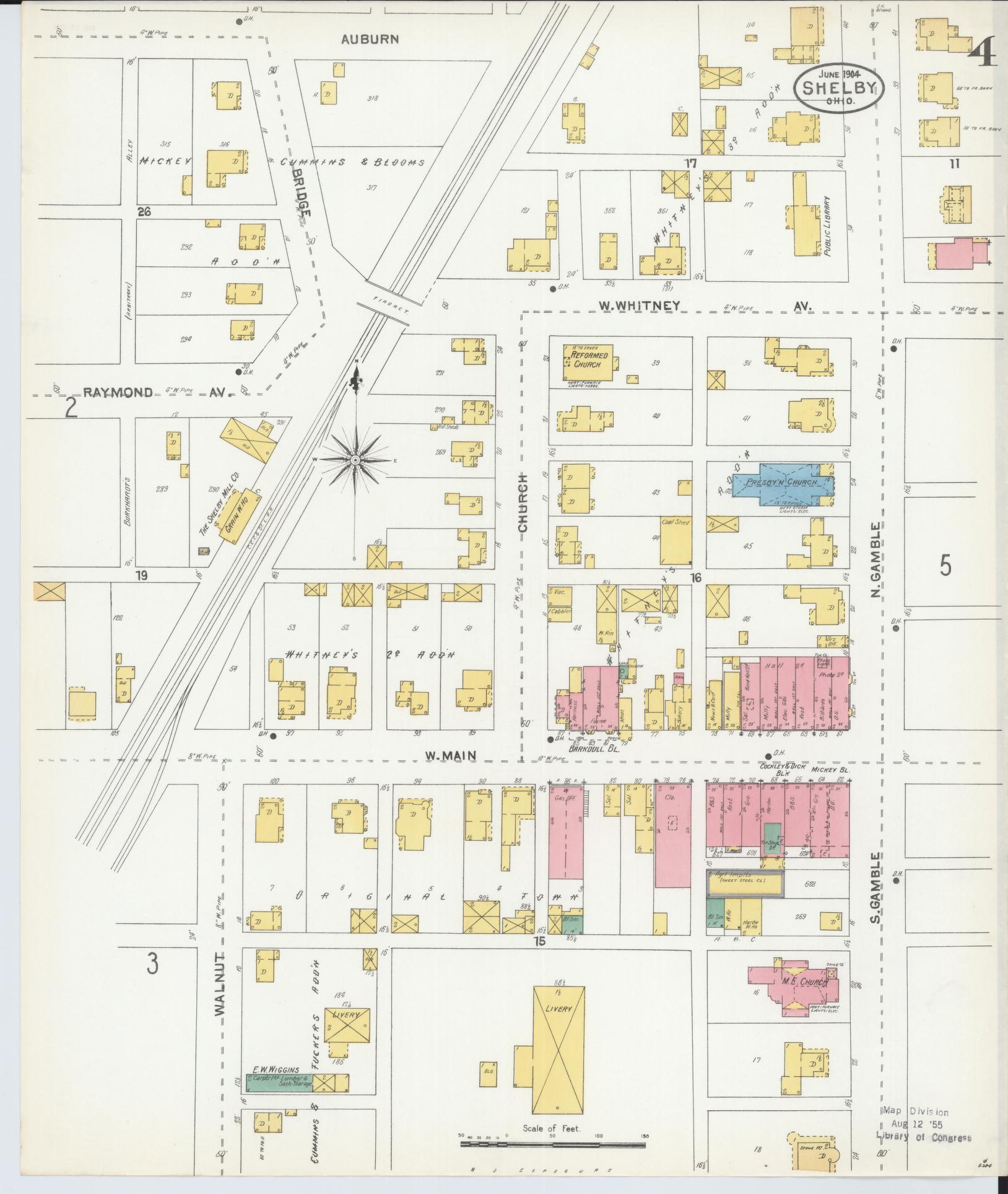 Sanborn Fire Insurance Map from Shelby, Richland County, Ohio (1904), Sheet #0004 - Historic Sanborn Fire Insurance Map Print, vintage old map wall art, antique decor, genealogy gift, Ohio Ohio map