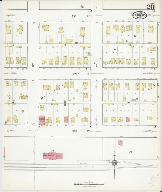 Sanborn Fire Insurance Map from Fairbury, Jefferson County, Nebraska (1921), Sheet #0020 - Historic Sanborn Fire Insurance Map Print, vintage old map wall art, antique decor, genealogy gift, Nebraska Nebraska map