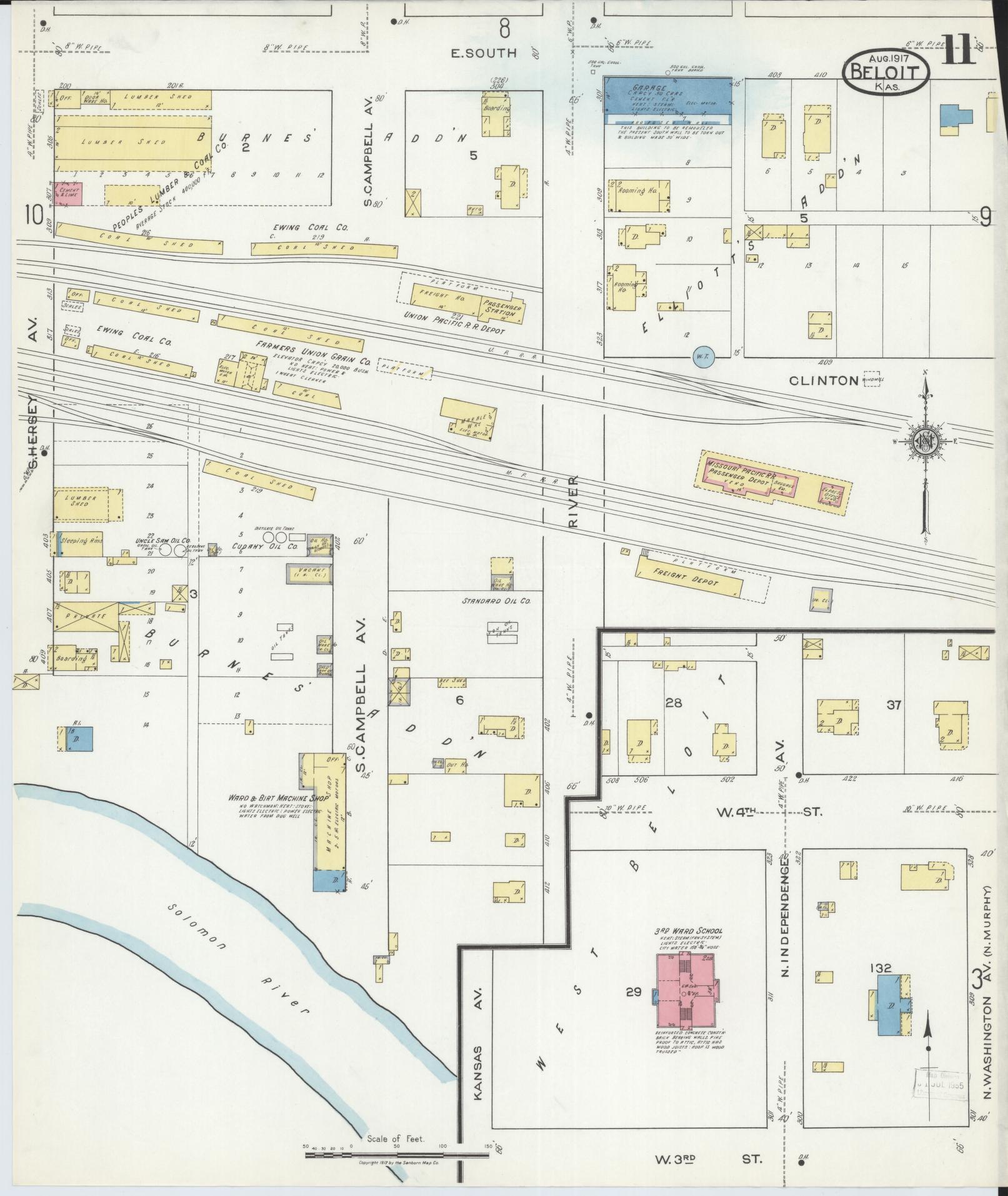 Sanborn Fire Insurance Map from Beloit, Mitchell County, Kansas (1917), Sheet #0011 - Complete Map Set gallery image, historic Sanborn map, vintage wall art, Kansas Kansas