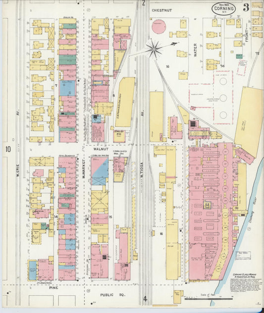 Sanborn Fire Insurance Map from Corning, Steuben County, New York (1903), Sheet #0003 - Historic Sanborn Fire Insurance Map Print, vintage old map wall art, antique decor, genealogy gift, New York New York map