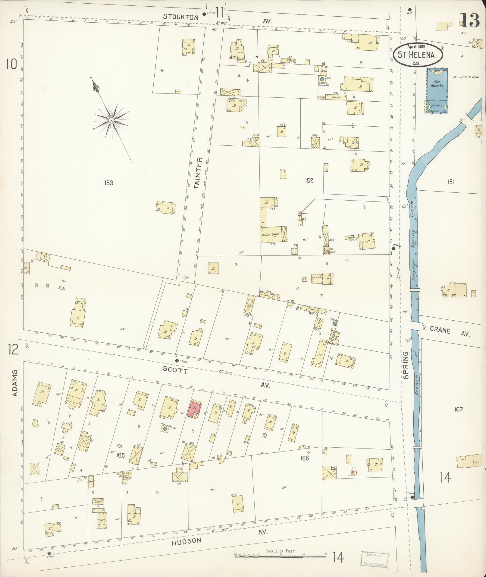 Sanborn Fire Insurance Map from Saint Helena, Napa County, California (1899), Sheet #0013 - Complete Map Set gallery image, historic Sanborn map, vintage wall art, California California