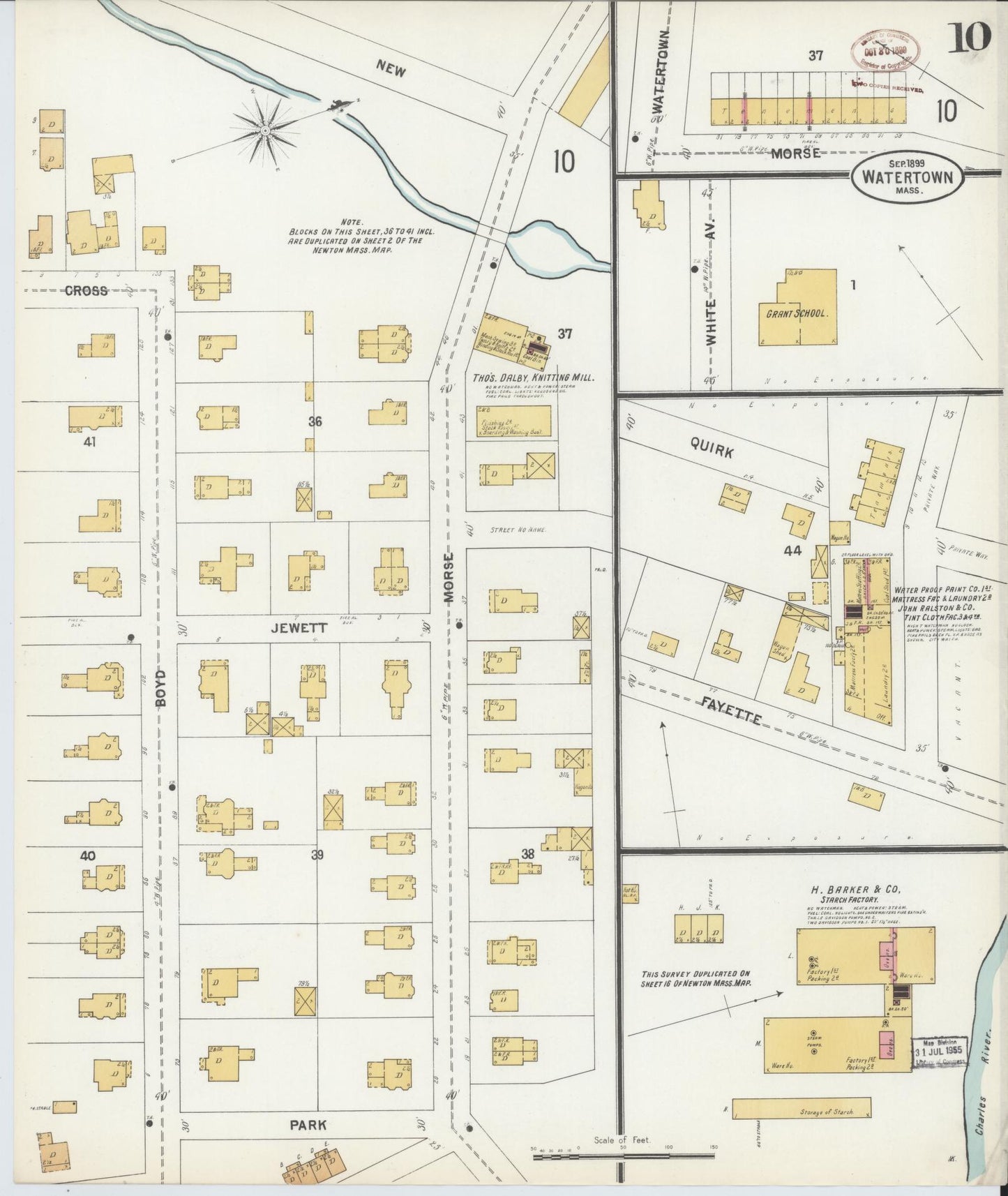 Sanborn Fire Insurance Map from Watertown, Middlesex County, Massachusetts (1899), Sheet #0010 - Complete Map Set gallery image, historic Sanborn map, vintage wall art, Massachusetts Massachusetts