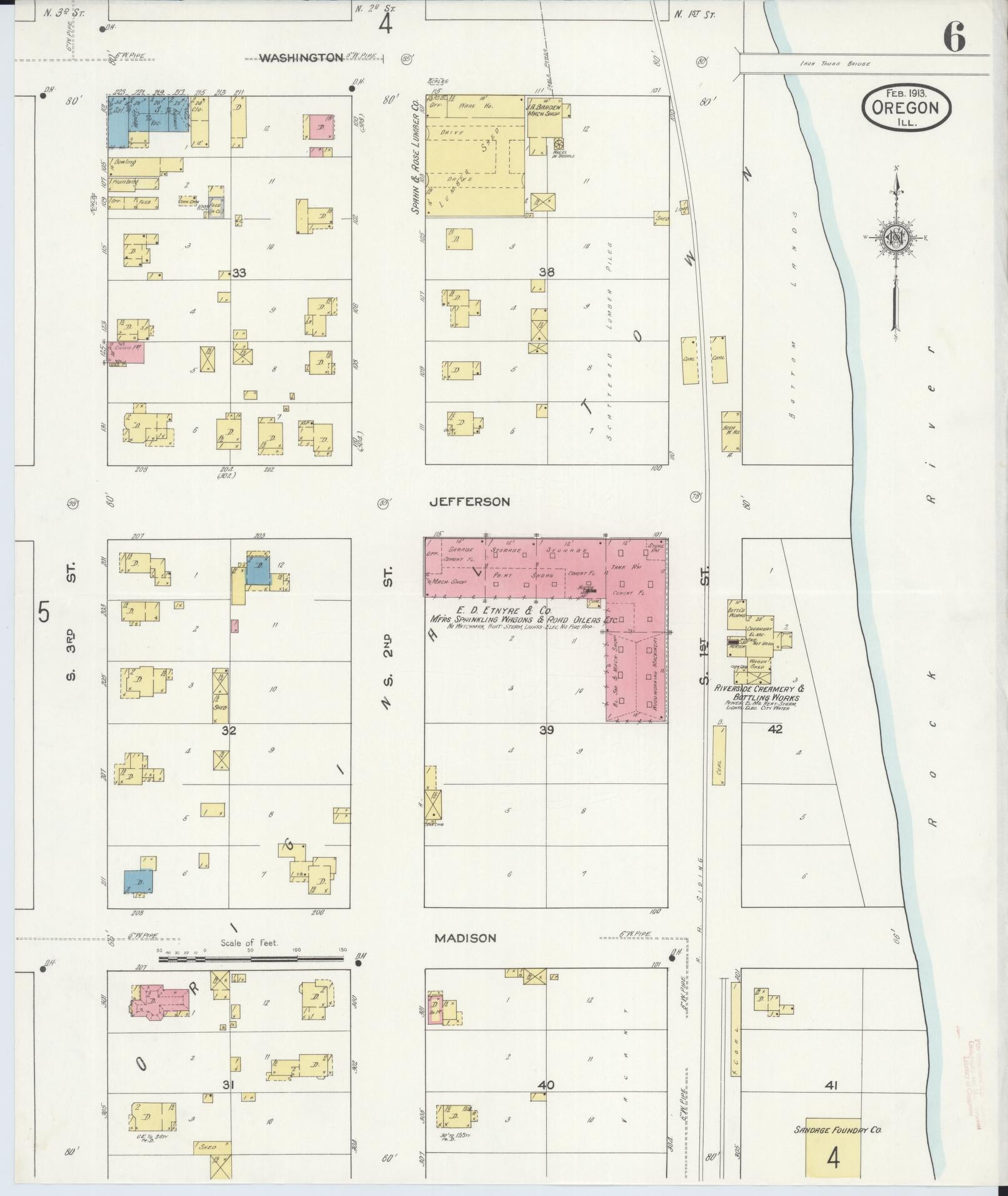 Sanborn Fire Insurance Map from Oregon, Ogle County, Illinois (1913), Sheet #0006 - Complete Map Set gallery image, historic Sanborn map, vintage wall art, Oregon Oregon