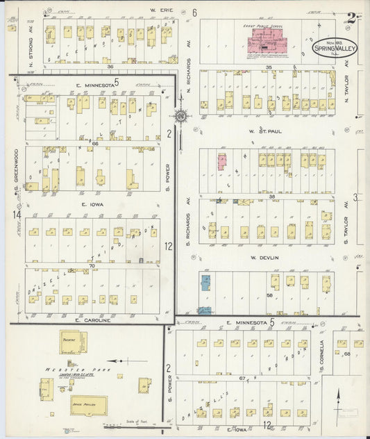 Sanborn Fire Insurance Map from Spring Valley, Bureau County, Illinois (1913), Sheet #0002 - Historic Sanborn Fire Insurance Map Print, vintage old map wall art, antique decor, genealogy gift, Illinois Illinois map