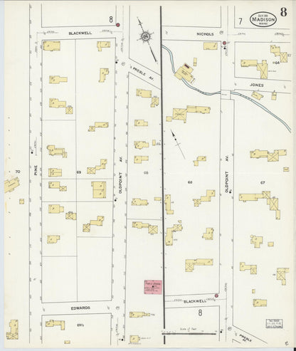 Sanborn Fire Insurance Map from Madison, Somerset County, Maine (1911), Sheet #0008 - Complete Map Set gallery image, historic Sanborn map, vintage wall art, Maine Maine
