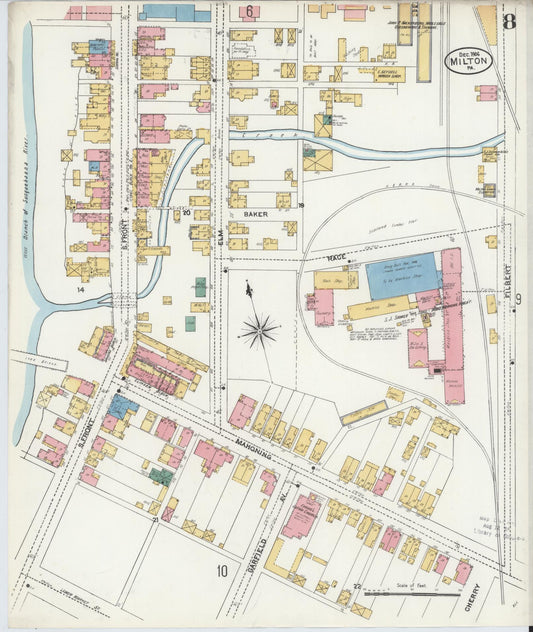 Sanborn Fire Insurance Map from Milton, Northumberland County, Pennsylvania (1906), Sheet #0008 - Historic Sanborn Fire Insurance Map Print, vintage old map wall art, antique decor, genealogy gift, Pennsylvania Pennsylvania map
