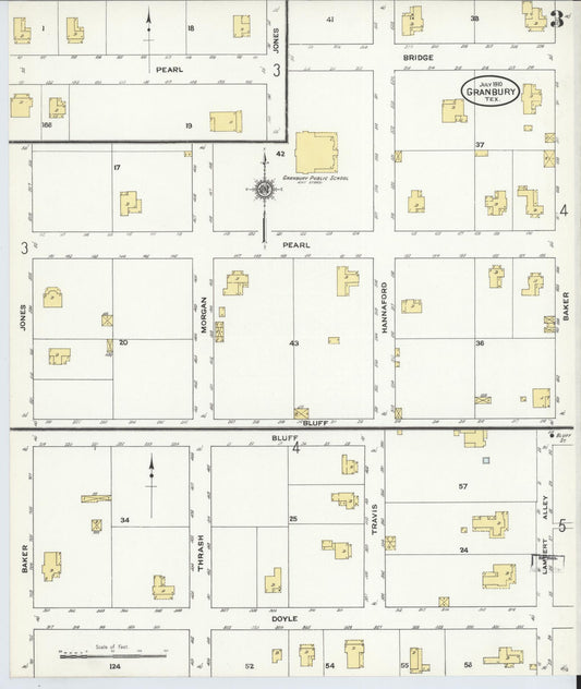 Sanborn Fire Insurance Map from Granbury, Hood County, Texas (1910), Sheet #0003 - Historic Sanborn Fire Insurance Map Print, vintage old map wall art, antique decor, genealogy gift, Texas Texas map